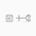 Asscher Halo Diamond Stud Earrings