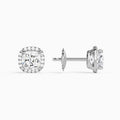 Cushion Halo Diamond Stud Earrings