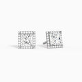 Princess Halo Diamond Stud Earrings