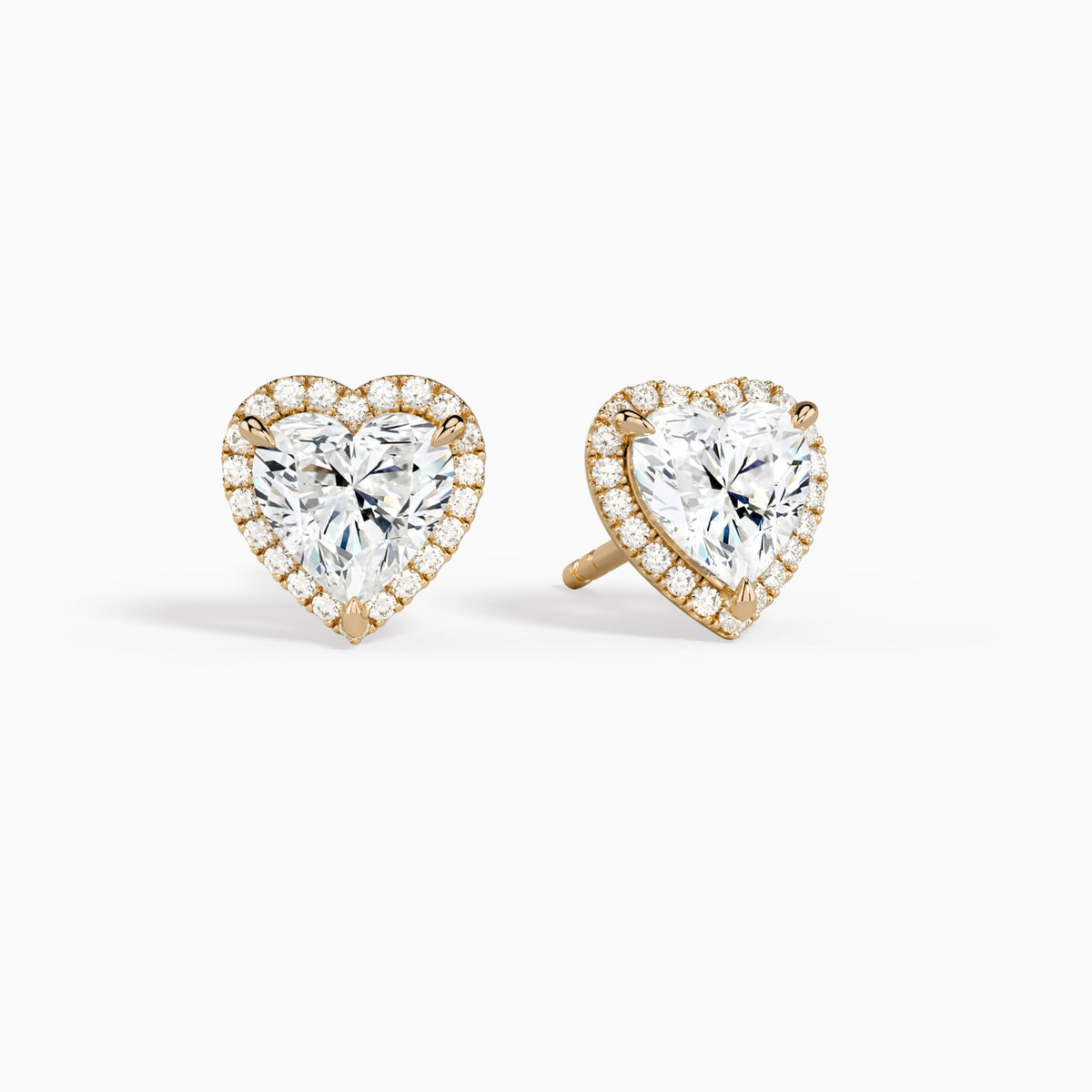 Heart Halo Diamond Stud Earrings in 14K Rose Gold