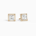 Princess Halo Diamond Stud Earrings