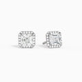 Asscher Halo Diamond Stud Earrings