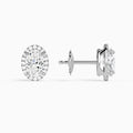 Oval Halo Diamond Stud Earrings