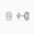 Oval Halo Diamond Stud Earrings