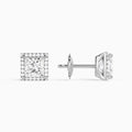 Princess Halo Diamond Stud Earrings