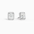 Radiant Halo Diamond Stud Earrings