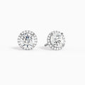 Round Halo Diamond Stud Earrings