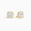 Cushion Halo Diamond Stud Earrings