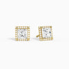 Princess Halo Diamond Stud Earrings