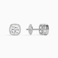 Cushion Bezel Solitaire Diamond Stud Earrings