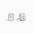 Radiant Bezel Solitaire Diamond Stud Earrings