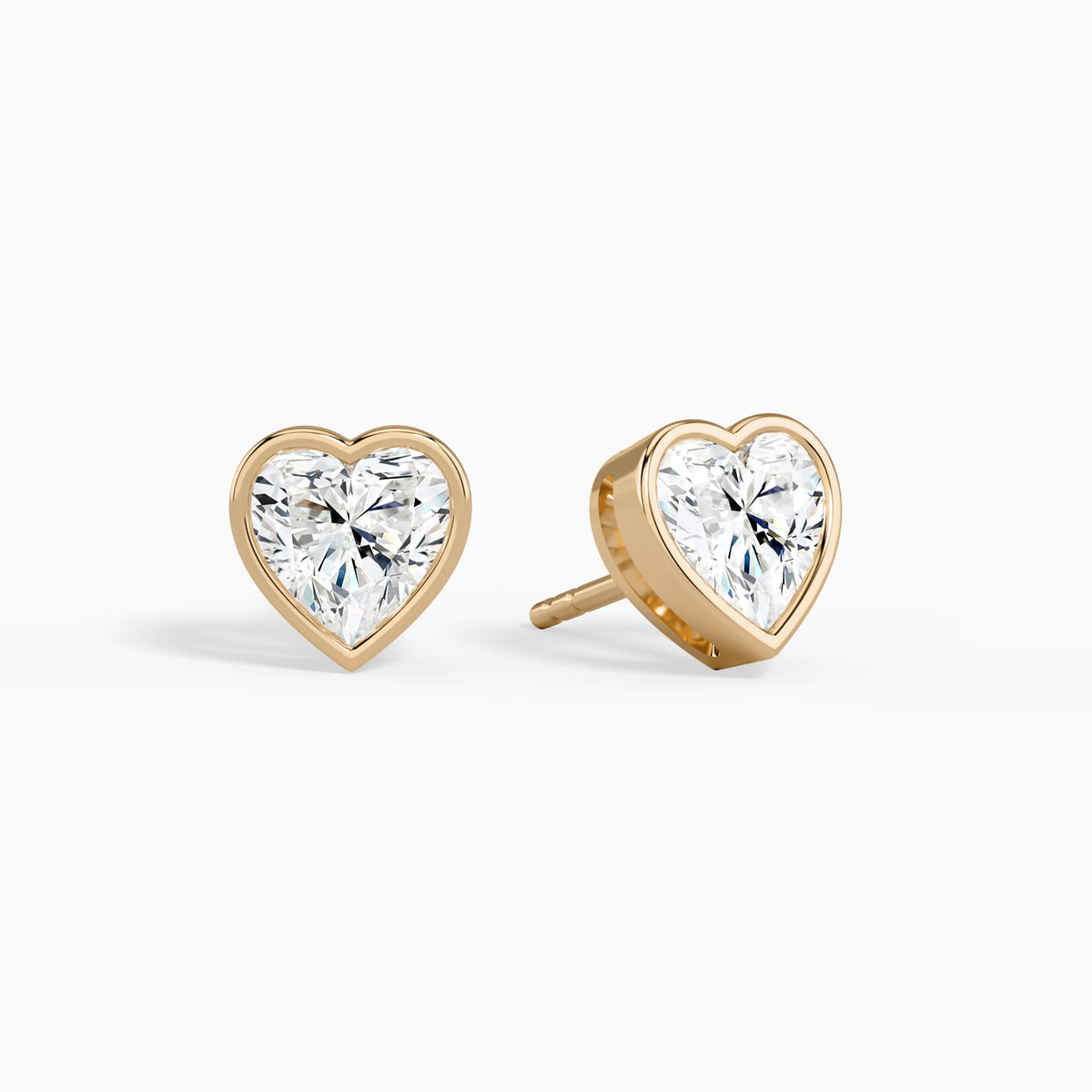 Heart Bezel Solitaire Diamond Stud Earrings in 14K Rose Gold