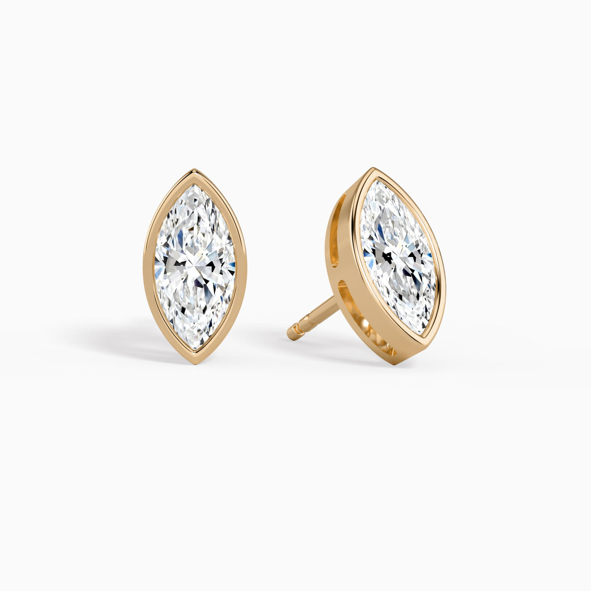 Marquise Bezel Solitaire Diamond Stud Earrings in 14K Rose Gold