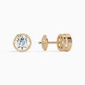 Round Bezel Solitaire Diamond Stud Earrings