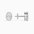 Oval Bezel Solitaire Diamond Stud Earrings