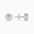 Round Bezel Solitaire Diamond Stud Earrings