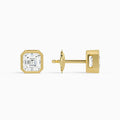 Asscher Bezel Solitaire Diamond Stud Earrings