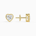 Heart Bezel Solitaire Diamond Stud Earrings