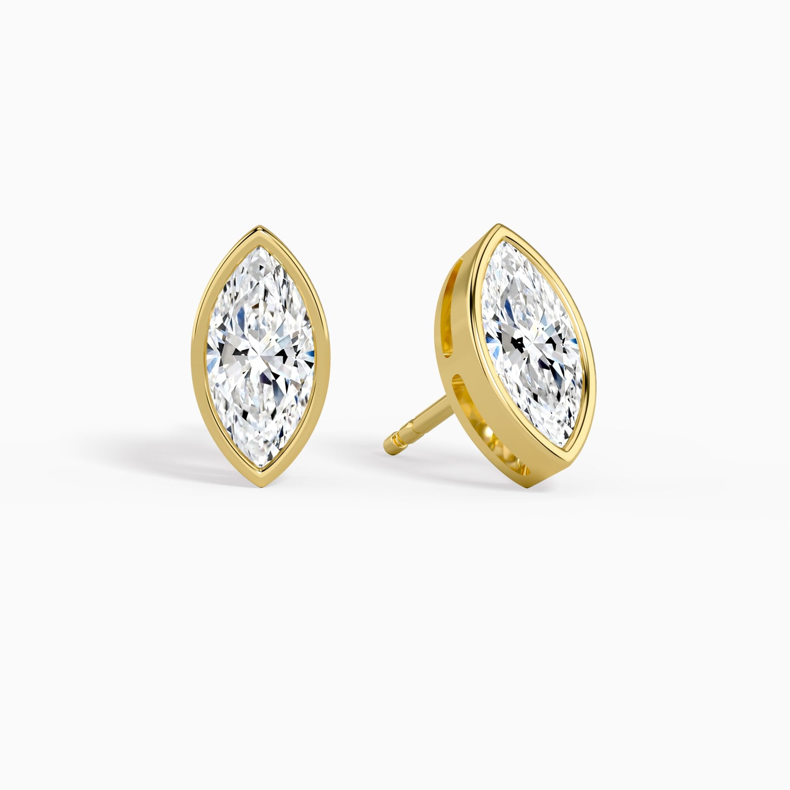 Marquise Bezel Solitaire Diamond Stud Earrings