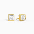 Princess Bezel Solitaire Diamond Stud Earrings