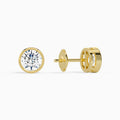 Round Bezel Solitaire Diamond Stud Earrings