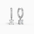 Asscher Solitaire Drop Huggie Hoop Earrings