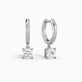 Cushion Solitaire Drop Huggie Hoop Earrings