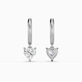 Heart Solitaire Drop Huggie Hoop Earrings