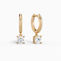 Cushion Solitaire Drop Huggie Hoop Earrings