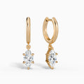 Marquise Solitaire Drop Huggie Hoop Earrings