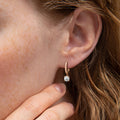 Round Solitaire Drop Huggie Hoop Earrings