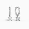 Asscher Solitaire Drop Huggie Hoop Earrings