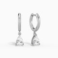 Pear Solitaire Drop Huggie Hoop Earrings