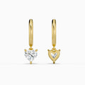 Heart Solitaire Drop Huggie Hoop Earrings