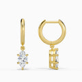 Marquise Solitaire Drop Huggie Hoop Earrings