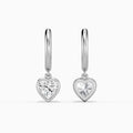 Heart Bezel Drop Huggie Hoop Earrings