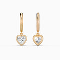 Heart Bezel Drop Huggie Hoop Earrings