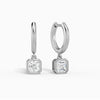 Asscher Bezel Drop Huggie Hoop Earrings