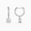 Cushion Bezel Drop Huggie Hoop Earrings