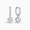 Heart Bezel Drop Huggie Hoop Earrings