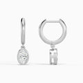 Oval Bezel Drop Huggie Hoop Earrings