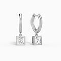 Princess Bezel Drop Huggie Hoop Earrings