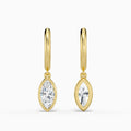 Marquise Bezel Drop Huggie Hoop Earrings