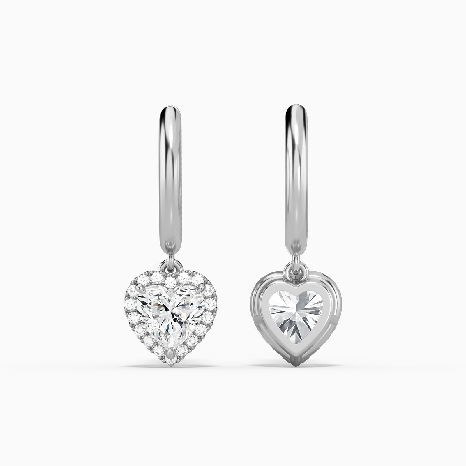 Heart Halo Drop Huggie Hoop Earrings