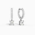 Cushion Accented Drop Huggie Hoop Earrings