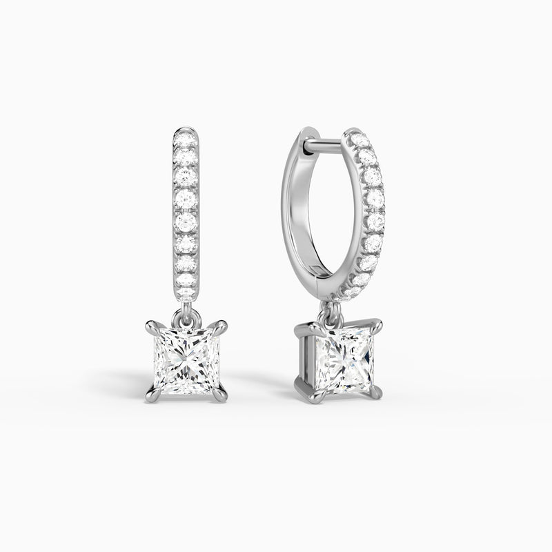 Princess Accented Drop Huggie Hoop Earrings