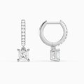 Princess Accented Drop Huggie Hoop Earrings