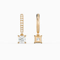 Asscher Accented Drop Huggie Hoop Earrings