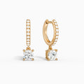 Cushion Accented Drop Huggie Hoop Earrings