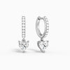 Heart Accented Drop Huggie Hoop Earrings